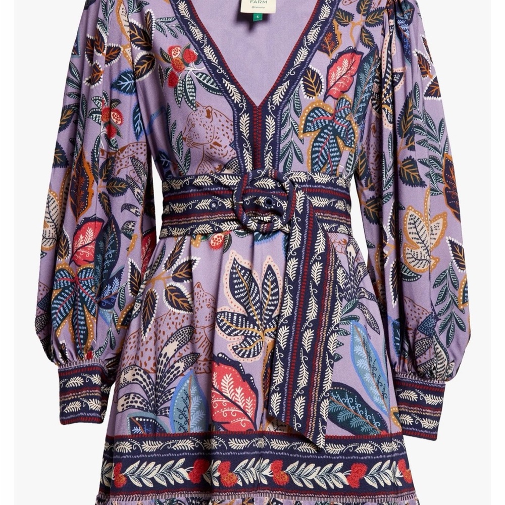 FARM Rio Lavender Wild Night Long Sleeve Mini Dress - Picture 2 of 3